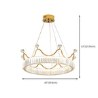 Lustre élégant en cristal doré à LED en forme de couronne