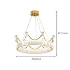 Lustre élégant en cristal doré à LED en forme de couronne