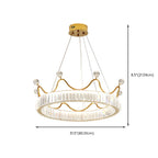 Lustre élégant en cristal doré à LED en forme de couronne