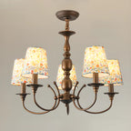 Lustre tonneau en tissu à motif floral bronze rustique