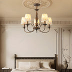 Lustre tonneau en tissu à motif floral bronze rustique