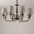 Lustre tonneau en tissu à motif floral bronze rustique