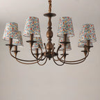 Lustre tonneau en tissu à motif floral bronze rustique