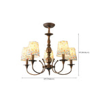 Lustre tonneau en tissu à motif floral bronze rustique