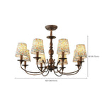 Lustre tonneau en tissu à motif floral bronze rustique