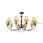 Lustre tonneau en tissu à motif floral bronze rustique