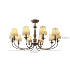 Lustre tonneau en tissu à motif floral bronze rustique