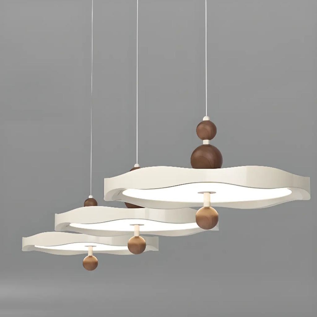 Suspension ronde blanche à intensité variable pour îlot de cuisine