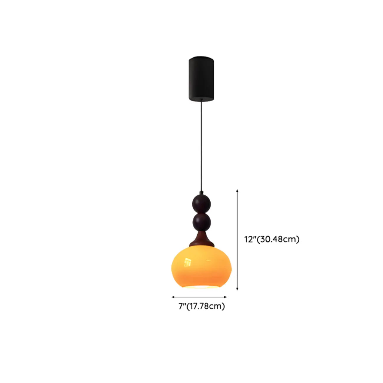Suspension en verre orange relevable, hauteur réglable