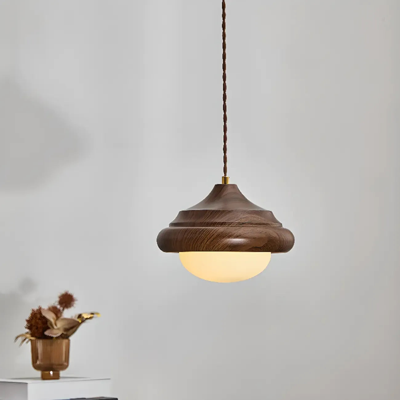 Suspension d'intérieur géométrique en verre noyer, hauteur réglable