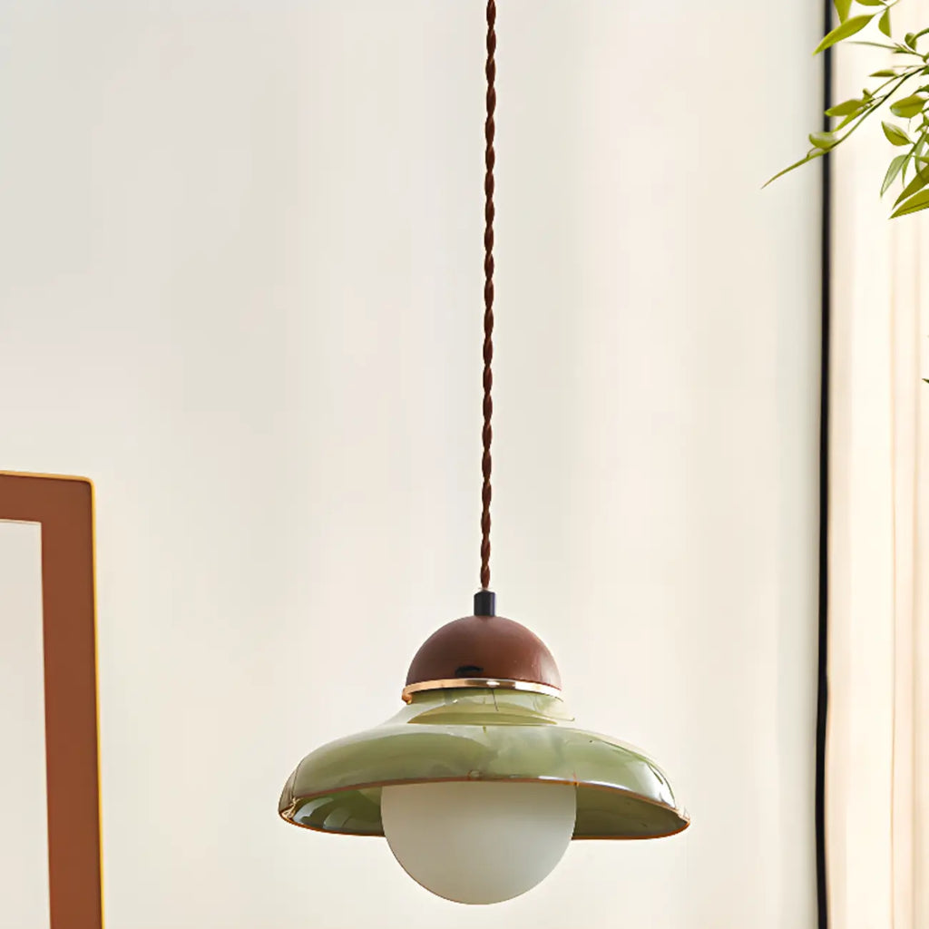 Suspension décorative en noyer avec corde, hauteur réglable