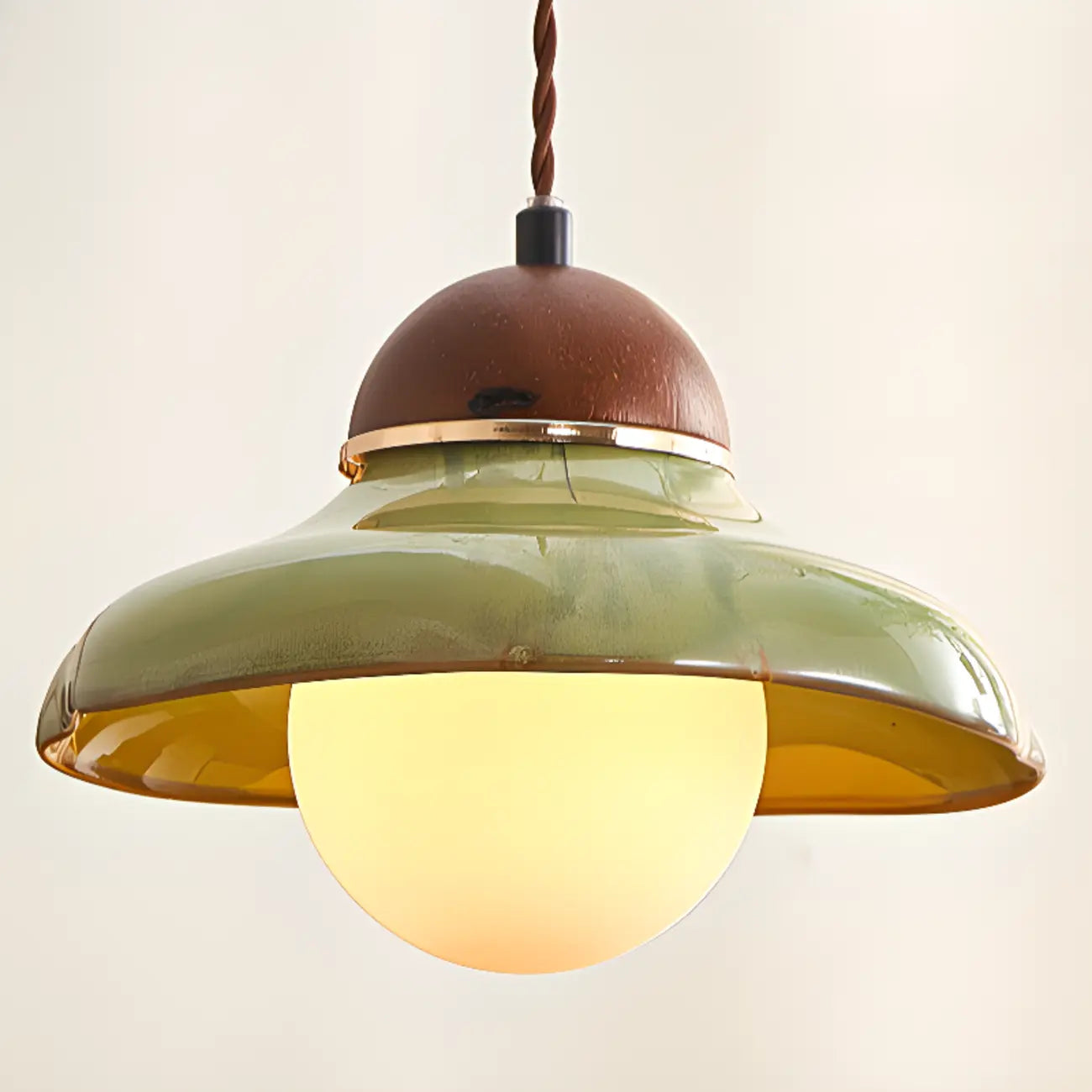 Suspension décorative en noyer avec corde, hauteur réglable