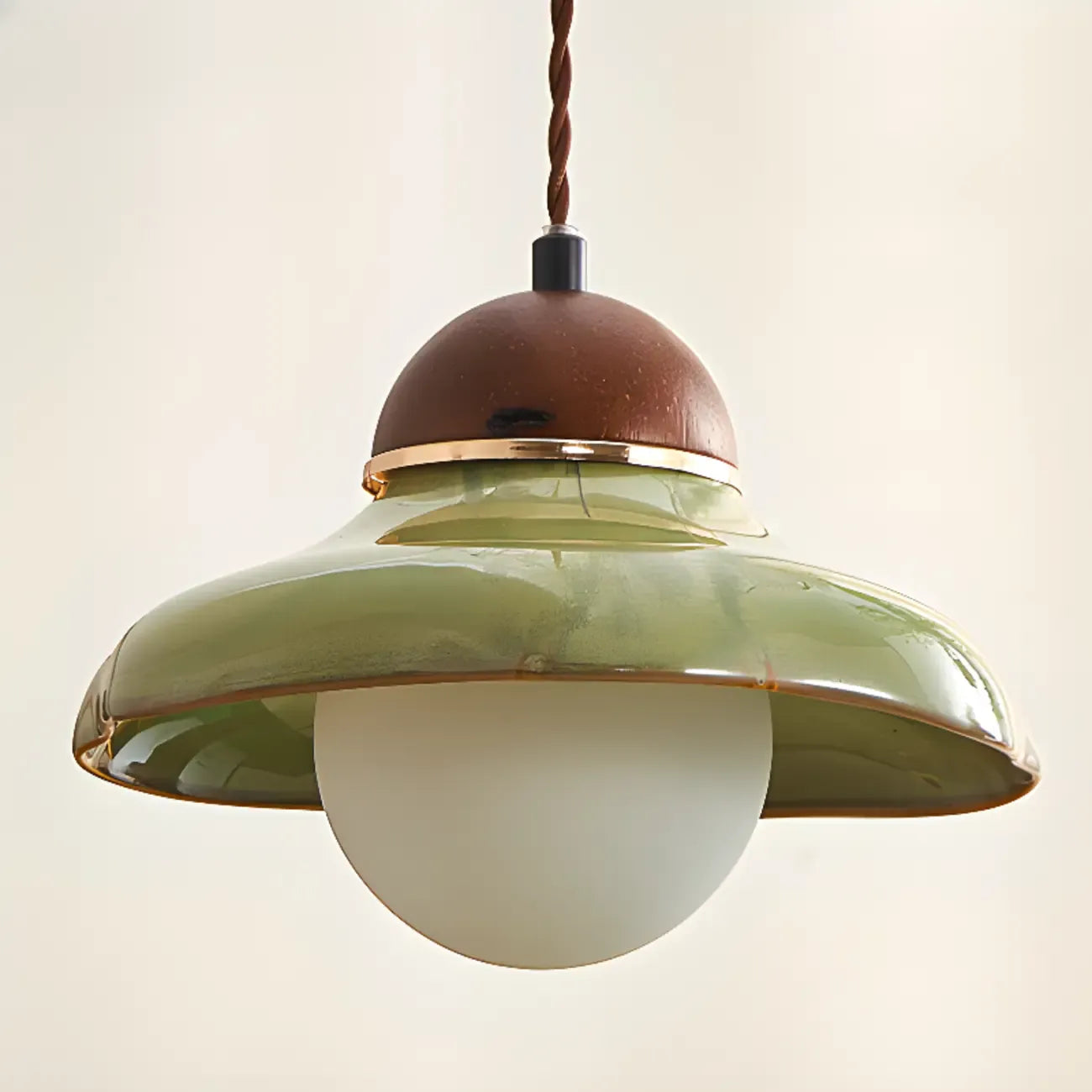Suspension décorative en noyer avec corde, hauteur réglable