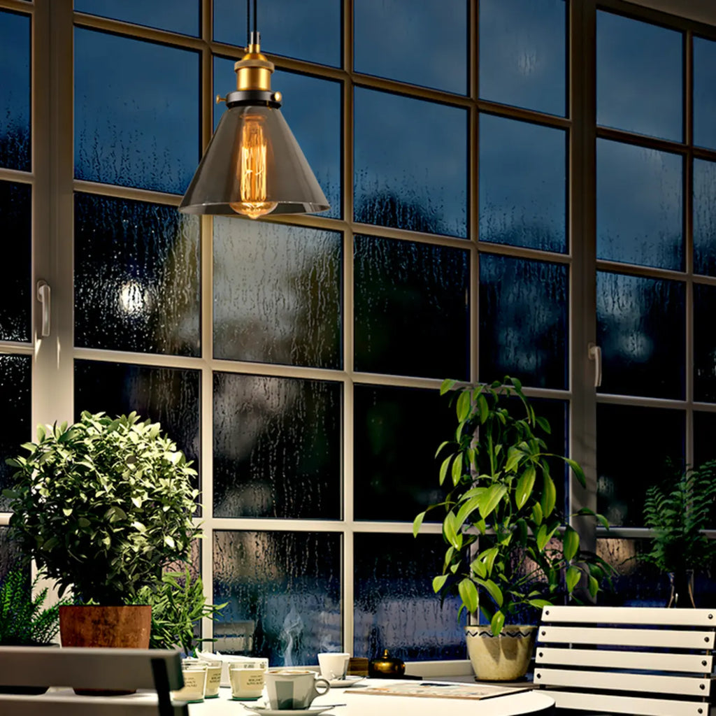 Suspension moderne géométrique en verre doré pour chambre à coucher