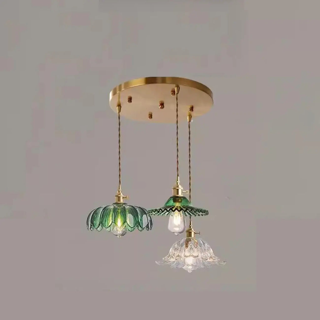 Lampada a sospensione regolabile in vetro verde per soggiorno