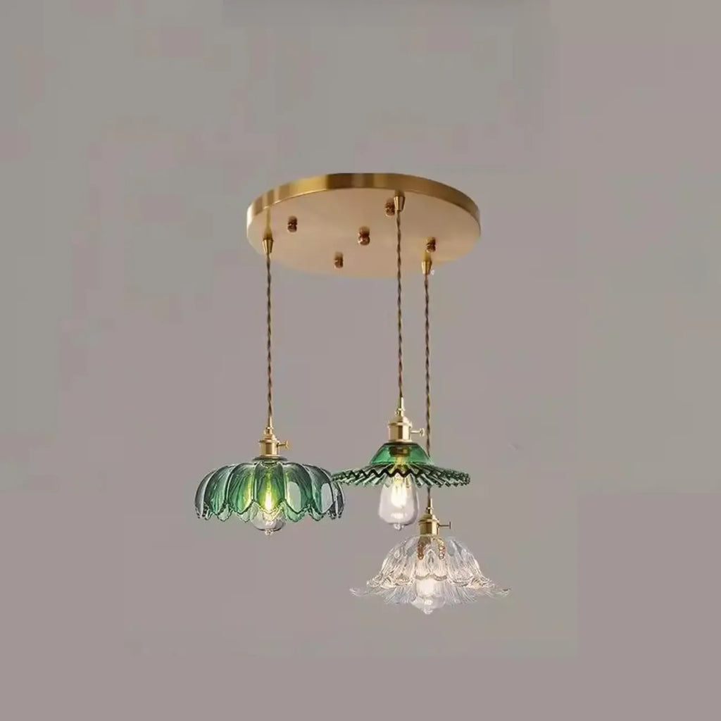 Lampada a sospensione regolabile in vetro verde per soggiorno