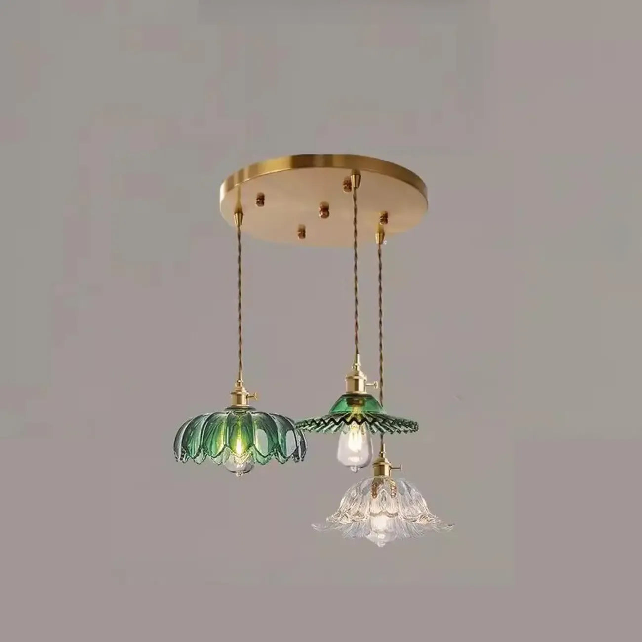 Lampada a sospensione regolabile in vetro verde per soggiorno