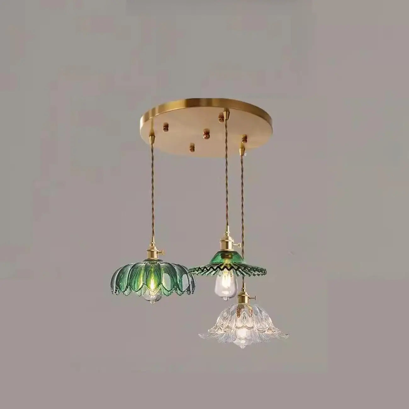 Lampada a sospensione regolabile in vetro verde per soggiorno