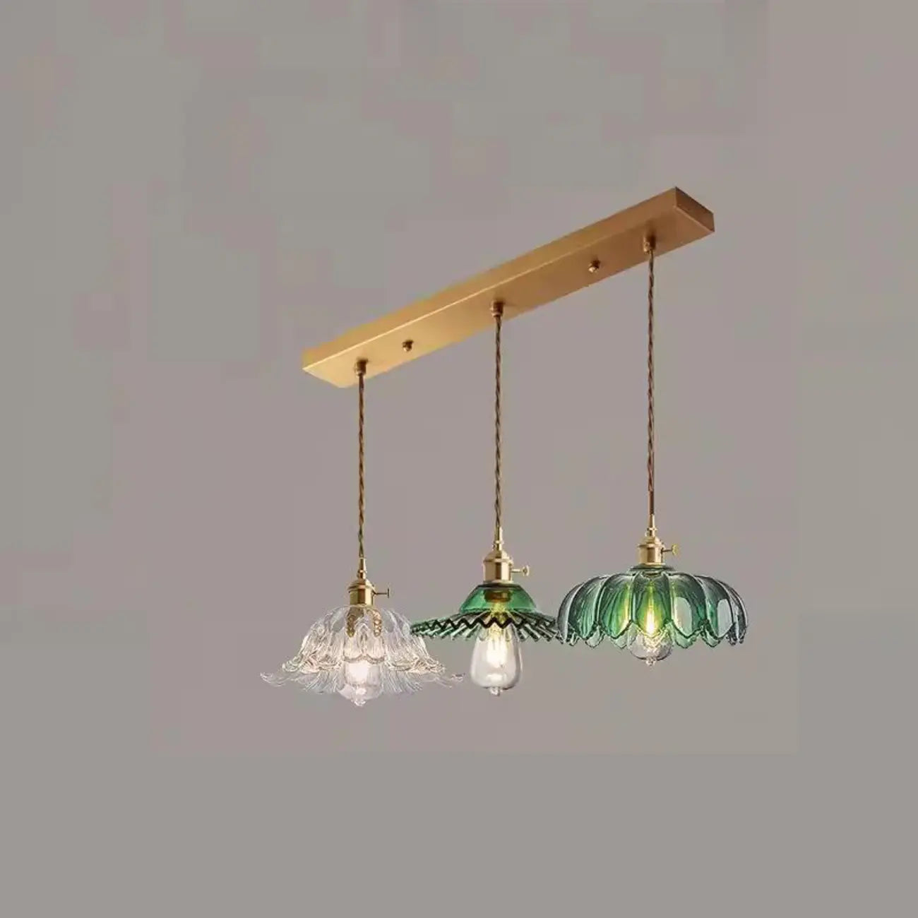 Lampada a sospensione regolabile in vetro verde per soggiorno