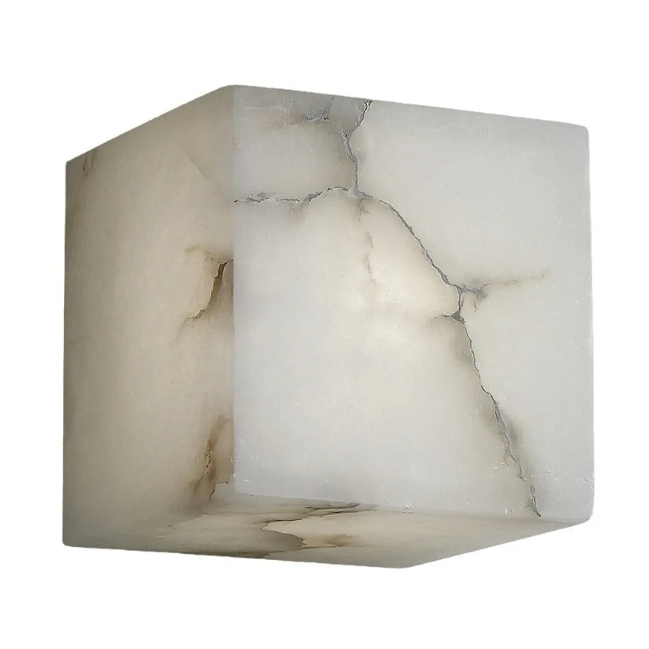 Applique murale d'intérieur contemporaine en albâtre cubique gris-blanc