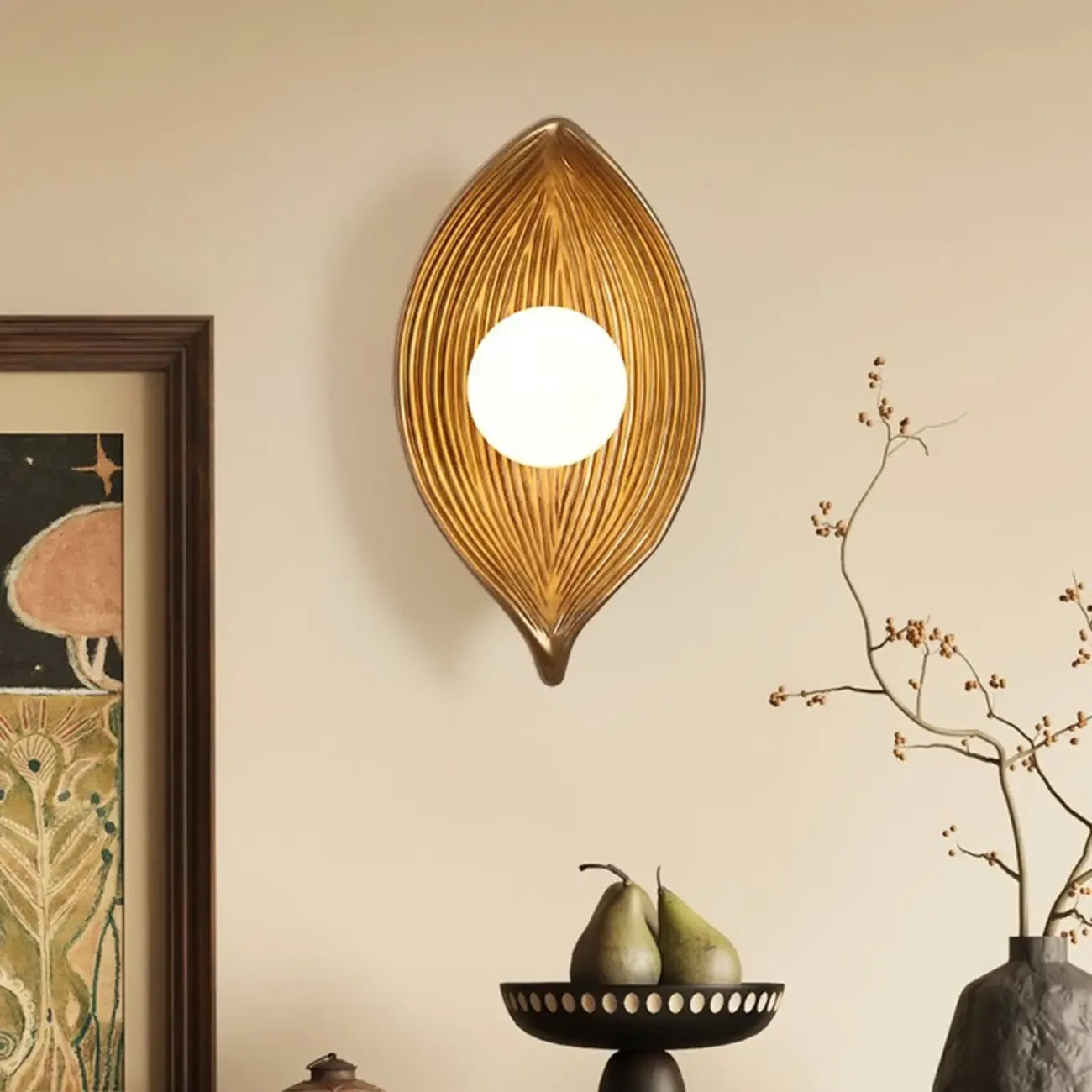 Applique murale chic et moderne en résine, mini feuille, pour la décoration de chambre
