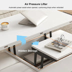 Table basse pliable à plateau relevable avec 4 tabourets et rangement