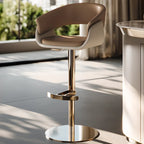 Tabourets de bar pivotants en cuir véritable marron avec dossier