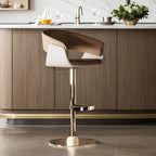 Tabourets de bar pivotants en cuir véritable marron avec dossier