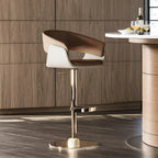 Tabourets de bar pivotants en cuir véritable marron avec dossier