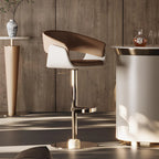 Tabourets de bar pivotants en cuir véritable marron avec dossier