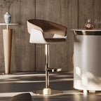 Tabourets de bar pivotants en cuir véritable marron avec dossier