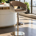 Tabourets de bar pivotants en cuir véritable marron avec dossier