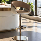 Tabourets de bar pivotants en cuir véritable marron avec dossier