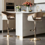 Tabourets de bar pivotants en cuir véritable marron avec dossier