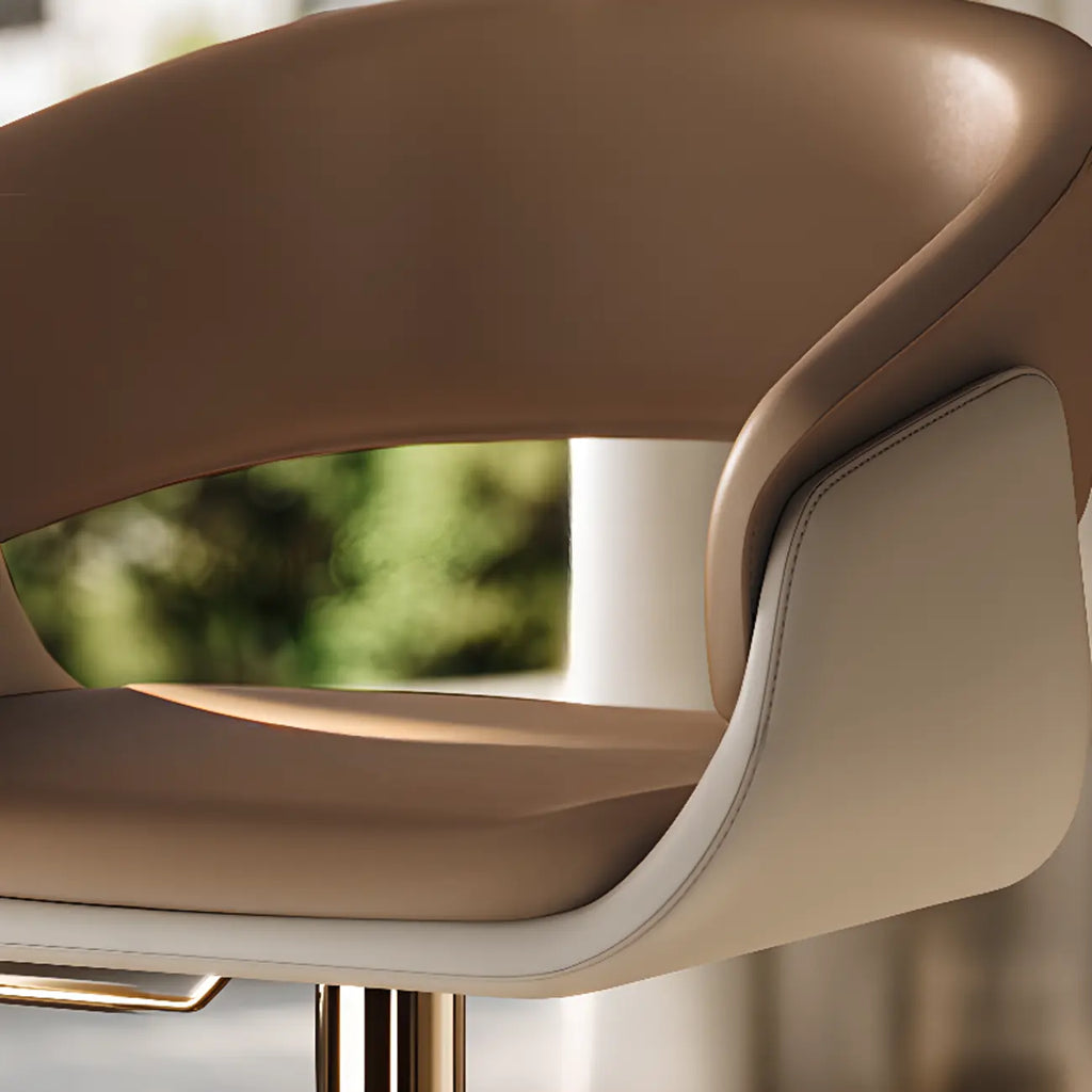 Tabourets de bar pivotants en cuir véritable marron avec dossier
