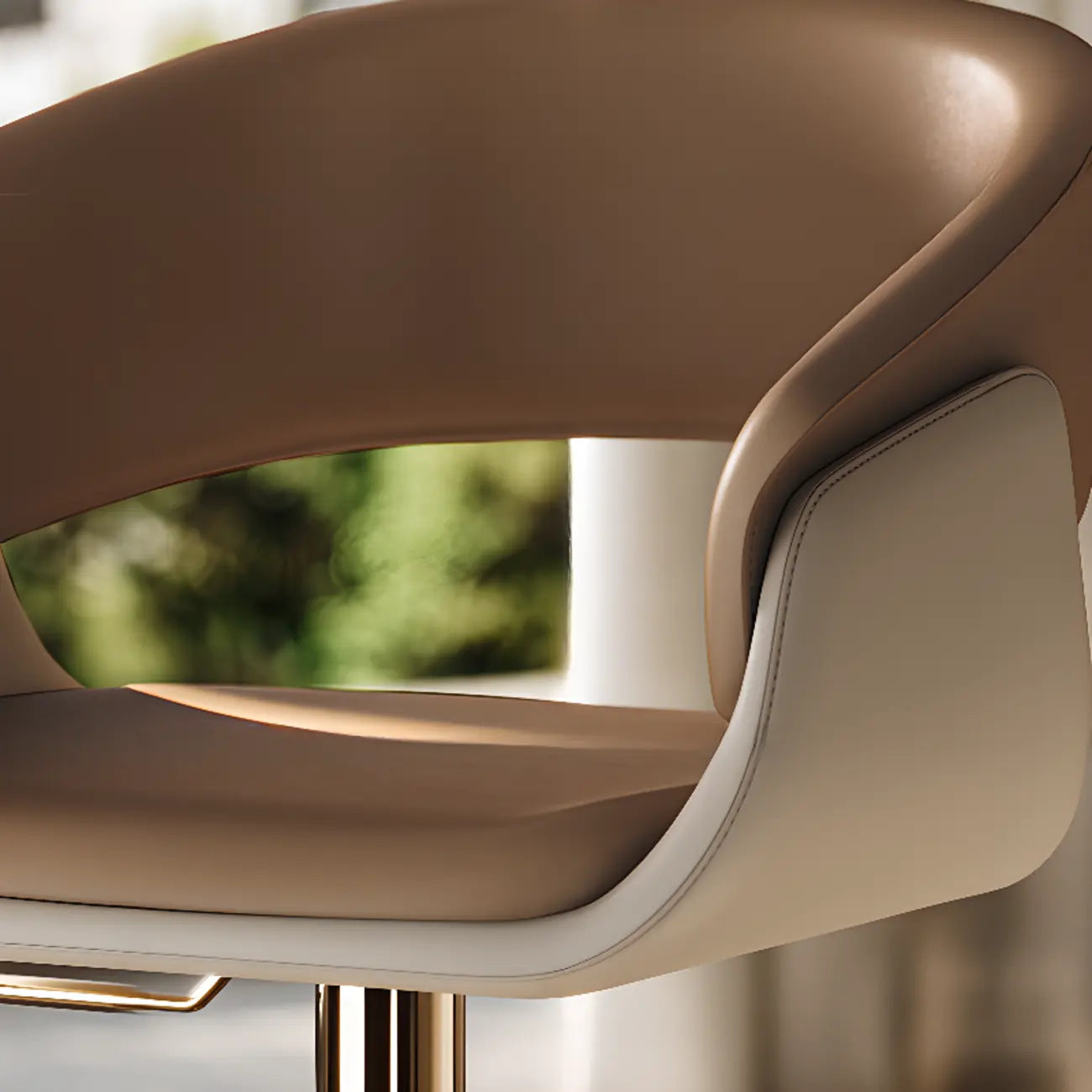 Tabourets de bar pivotants en cuir véritable marron avec dossier