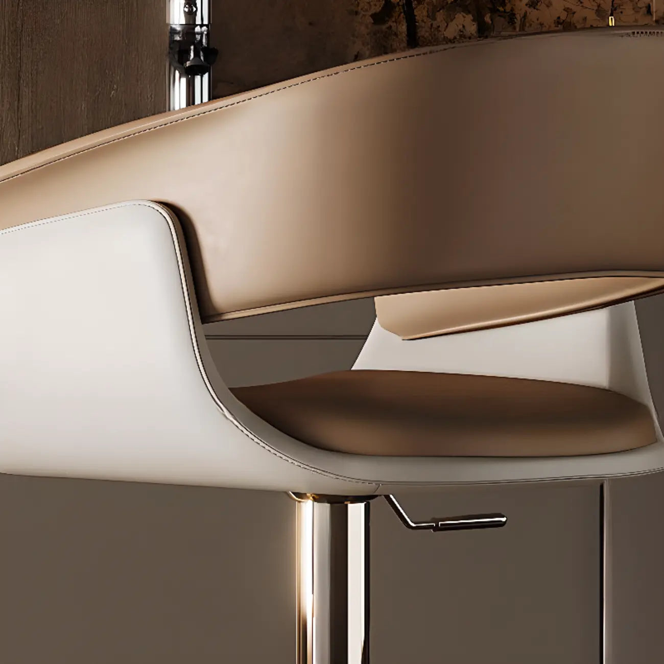 Tabourets de bar pivotants en cuir véritable marron avec dossier