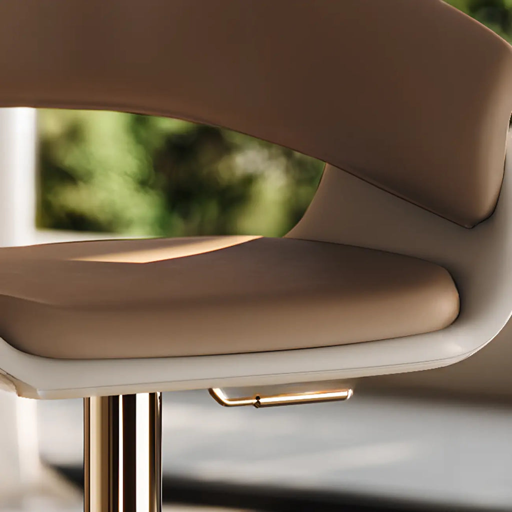 Tabourets de bar pivotants en cuir véritable marron avec dossier