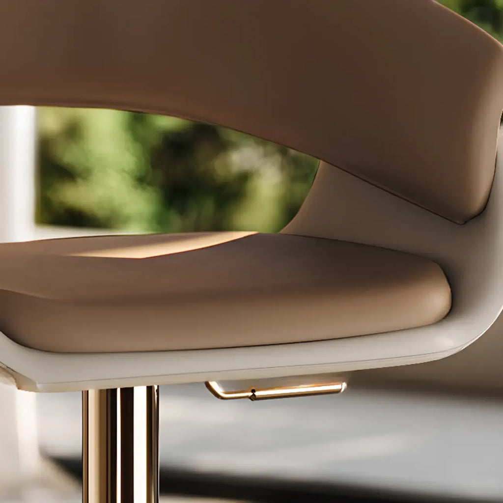 Tabourets de bar pivotants en cuir véritable marron avec dossier