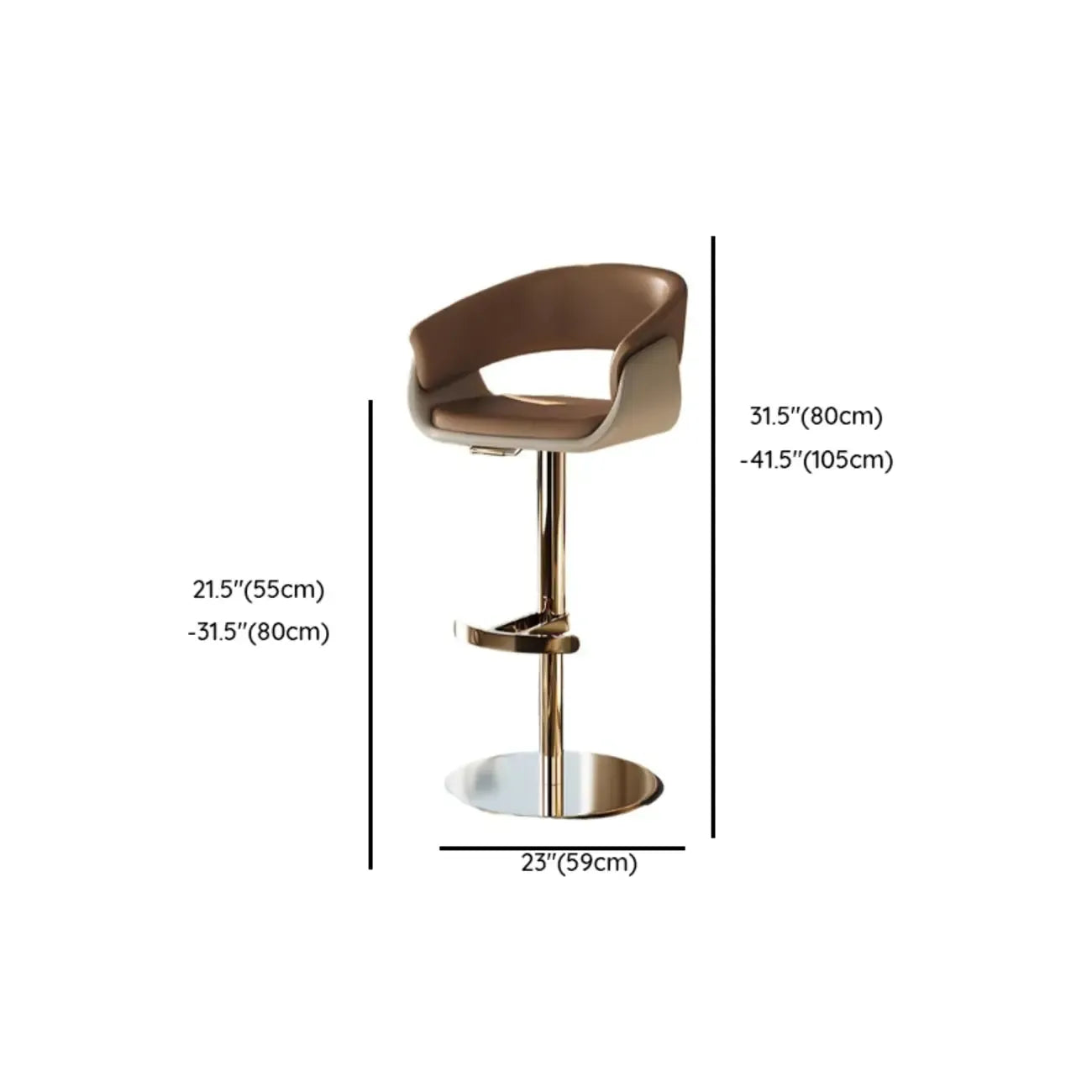 Tabourets de bar pivotants en cuir véritable marron avec dossier