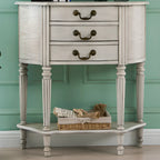 Console demi-ronde élégante en bois brun avec tiroirs