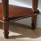 Console demi-ronde élégante en bois brun avec tiroirs