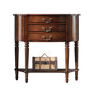 Console demi-ronde élégante en bois brun avec tiroirs