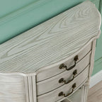 Console demi-ronde élégante en bois brun avec tiroirs