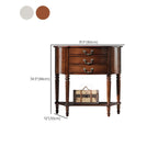 Console demi-ronde élégante en bois brun avec tiroirs