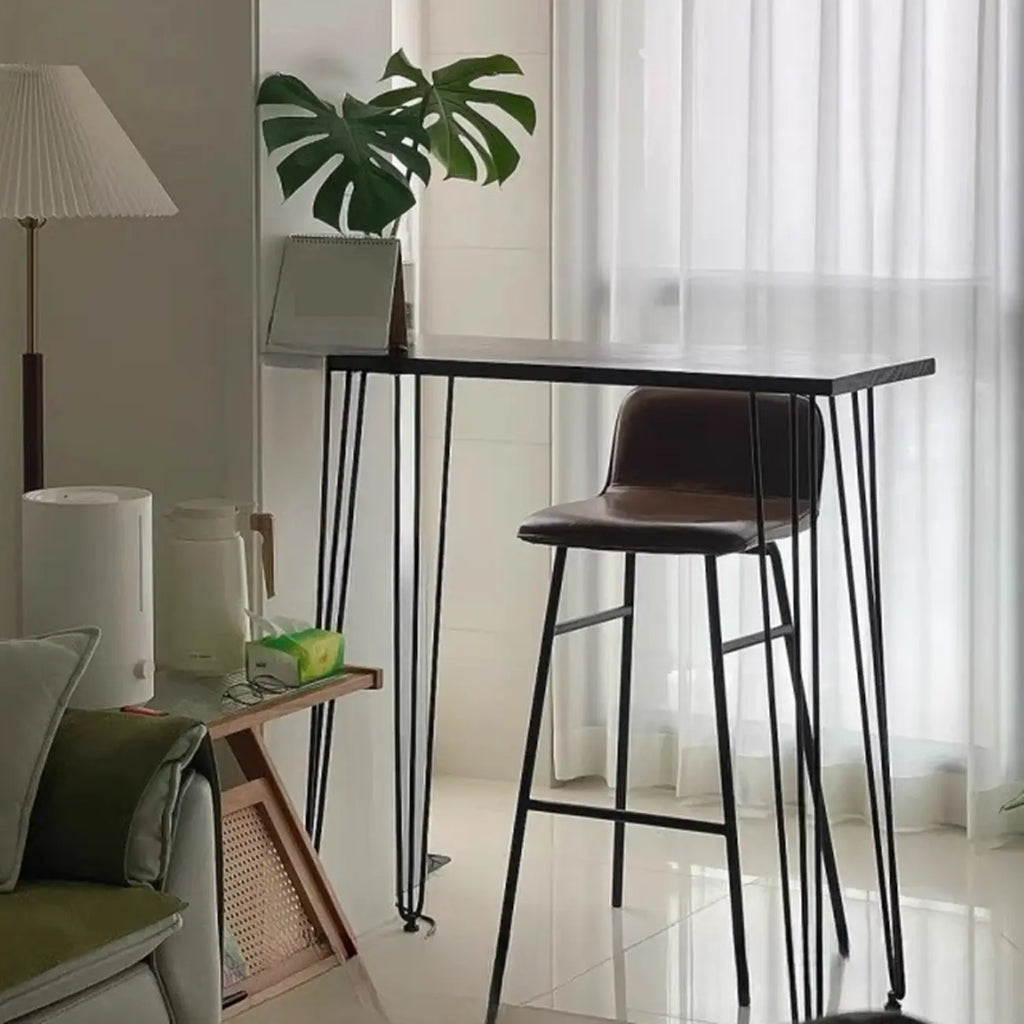 Tables de bar modernes en bois de cacao avec pieds en acier en forme d'épingle à cheveux