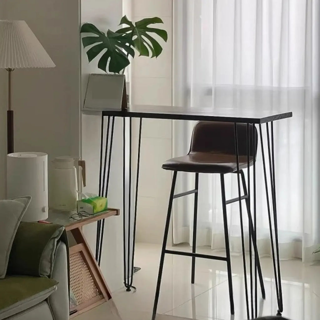 Tables de bar modernes en bois de cacao avec pieds en acier en forme d'épingle à cheveux