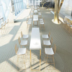 Tables de bar somptueuses en bois blanc et métal doré, style traîneau