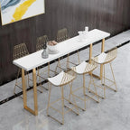 Tables de bar somptueuses en bois blanc et métal doré, style traîneau