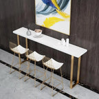Tables de bar somptueuses en bois blanc et métal doré, style traîneau